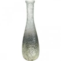 Flower vase made of glass, table vase two-tone real glass clear, silver H30cm