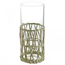 Glass vase cylinder braided grasses decorative vase Ø8cm H21.5cm