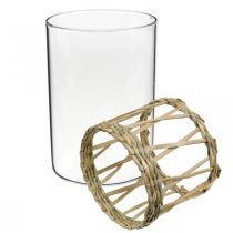 Product Glass vase cylinder braided grass table decoration glass Ø8cm H12cm