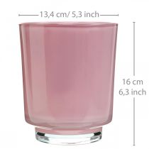 Orchid planter glass pink H16cm Ø13.4cm
