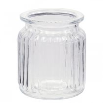 Product Glass vase ribbed Vase Glass Ø7.5cm H9cm 4pcs