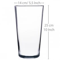 Glass vase conical clear Ø14cm H25cm