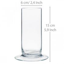 Product Glass vase with base, clear, Ø6cm, H15cm