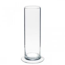 Product Glass vase with base, clear, Ø6cm, H20cm