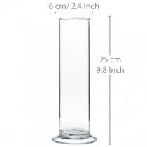 Product Glass vase with base, clear, Ø6cm, H25cm