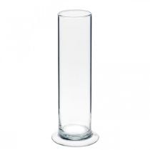 Glass vase with foot Clear Ø6cm H25cm