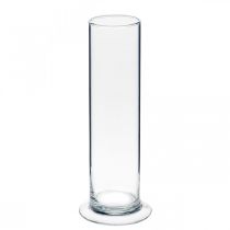 Product Glass vase with base, clear, Ø6cm, H25cm