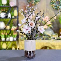 Glass vase with wooden decorative vase for dry floristry H20cm