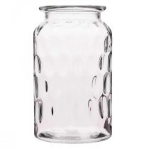 Glass vase with pattern, glass lantern H18.5cm Ø11cm Clear