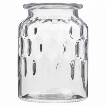 Glass vase with pattern, lantern clear glass H15cm Ø11cm