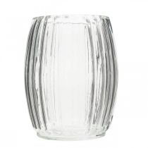Product Glass vase with grooves, clear glass lantern H15cm Ø11.5cm