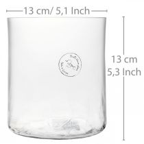 Cylindrical glass vase Crackle clear, satined Ø13cm H13.5cm