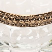 Product Glass tealight holders with decorative metal rim, 6cm, 4 pieces