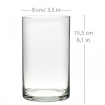 Product Round glass vase, clear glass cylinder Ø9cm H15.5cm