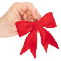 Product Decorative red bow with clip. Versatile Christmas decoration. 11cm, 4 pieces.