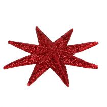 Glitter star red Ø10cm 12pcs