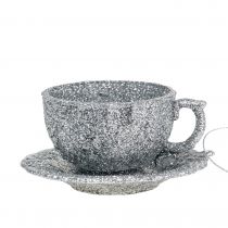Glitter cup silver to hang 8cm 12pcs