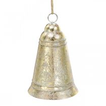 Christmas bell to hang, Advent, golden bell, antique look, Ø10.5cm H17cm