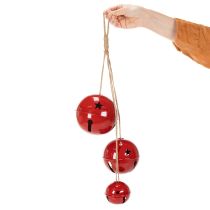 Product Red metal bells, set of 3, decorative, 14/12/8cm