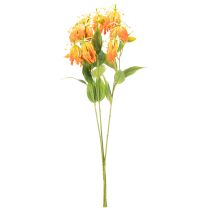 Product Artificial Gloriosa orange flower with long stems for vases 80cm 3pcs