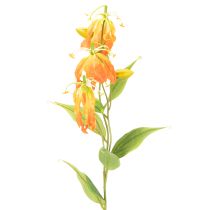 Product Artificial Gloriosa orange flower with long stems for vases 80cm 3pcs