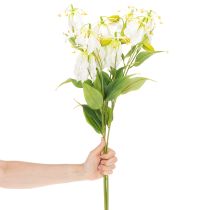 Product Artificial Gloriosa flower, white and yellow, elegant flowering branch for decoration, 80cm, 3 pieces