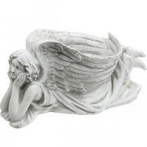 Grave angel with plant bowl Bird bath angel lying 39×18×18cm
