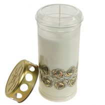 Product Grave candles white roses mourning light memorial light Ø7cm H18cm 90h 2pcs