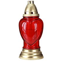Product Grave light glass heart grave lantern red Ø10.5cm H25.5cm