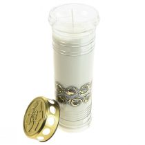 Product Grave candles white roses mourning light Ø7cm H23,5cm 100h 2pcs