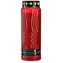 Product Grave candle lid motif flower red black 10 days H27cm