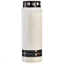 Product Grave candle lid motif flower white black 10 days H27cm