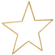 Product Glittering golden decorative stars 24cm for hanging - Christmas decoration set of 6