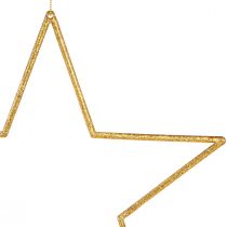 Product Glittering golden decorative stars 24cm for hanging - Christmas decoration set of 6