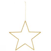 Product Glittering golden decorative stars 24cm for hanging - Christmas decoration set of 6