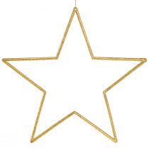 Product Glittering golden decorative stars 24cm for hanging - Christmas decoration set of 6