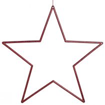 Product Large red Christmas decoration stars with glitter for hanging, 24cm, set of 6