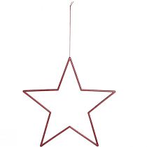 Product Large red Christmas decoration stars with glitter for hanging, 24cm, set of 6