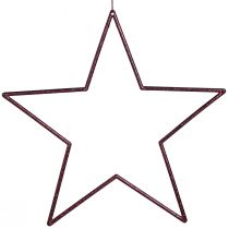 Product Large decorative stars for hanging, 24cm, berry glitter, Christmas decoration, set of 6