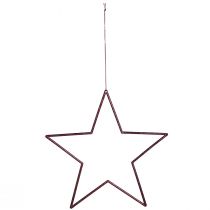 Product Large decorative stars for hanging, 24cm, berry glitter, Christmas decoration, set of 6