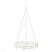 Product Hanging decoration metal tray with hook in white Ø29.5cm H55cm