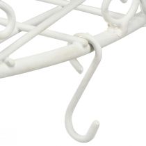 Product Hanging decoration metal tray with hook in white Ø29.5cm H55cm