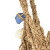 Product Hanging decoration maritime rope knot decoration with shells Ø9cm 45cm