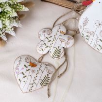 Product Hanging Decoration Metal Decoration Hearts and Flowers White 10cm 4 Pcs