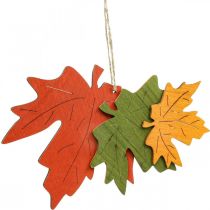 Autumn deco pendant wood leaves maple leaf 22cm 4pcs