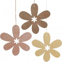 Decorative flower wooden pendant wooden flower purple/pink/yellow Ø12cm 12 pieces