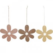 Decorative flower wooden pendant wooden flower purple/pink/yellow Ø12cm 12 pieces