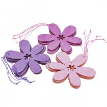 Product Decorative flower wooden pendant wooden flower purple/rose/pink Ø12cm 12pcs