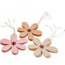 Product Deco flower wooden pendant wooden flower orange/pink/yellow 12 pieces