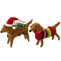 Product Decorative Dachshund Dog Ornament for Christmas Tree, 16cm, 2 Pieces